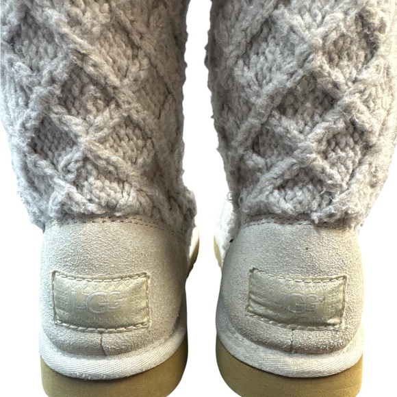 UGG Women's Lattice Cardy Knit Sweater Boots Beige Size 7 - Picture 12 of 14